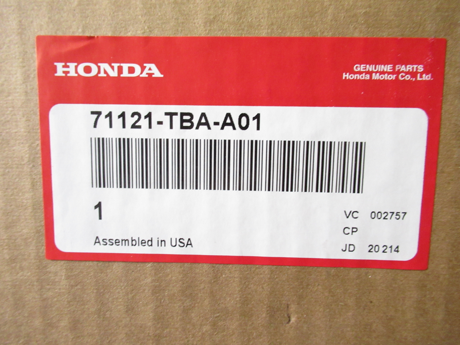 Genuine OEM Honda 71121-TBA-A01 Front Bumper Grille Base 2016-2019 Civic