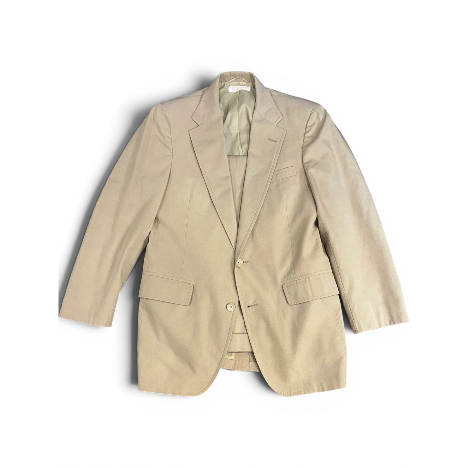 Vintage Brooks Brothers Brooksgate Suit Tan 2 Button USA Made Split Waist Mens