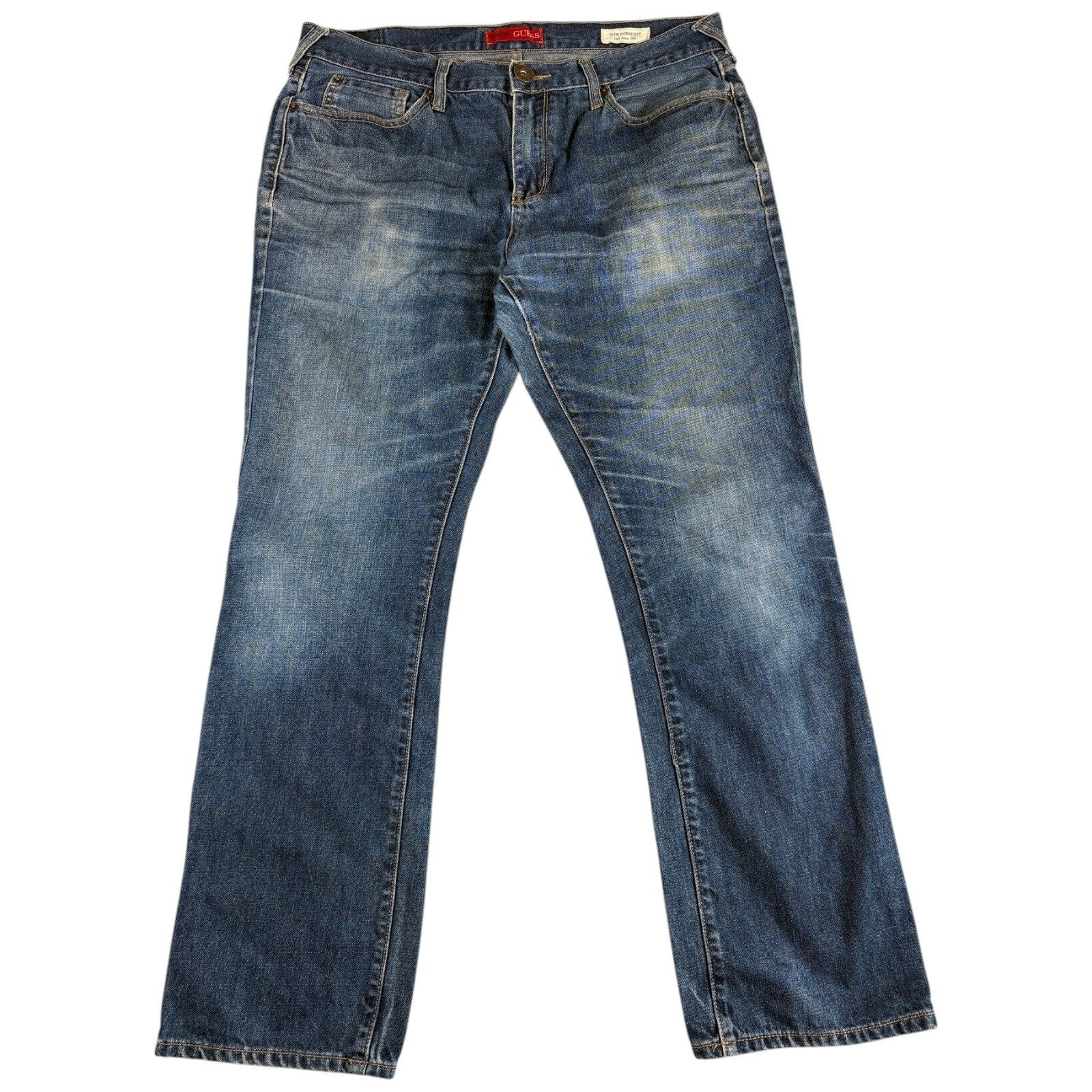 Guess Slim Straight Del Mar Fit Jeans Men\'s 36x32 Blue Denim Grunge Streetwear