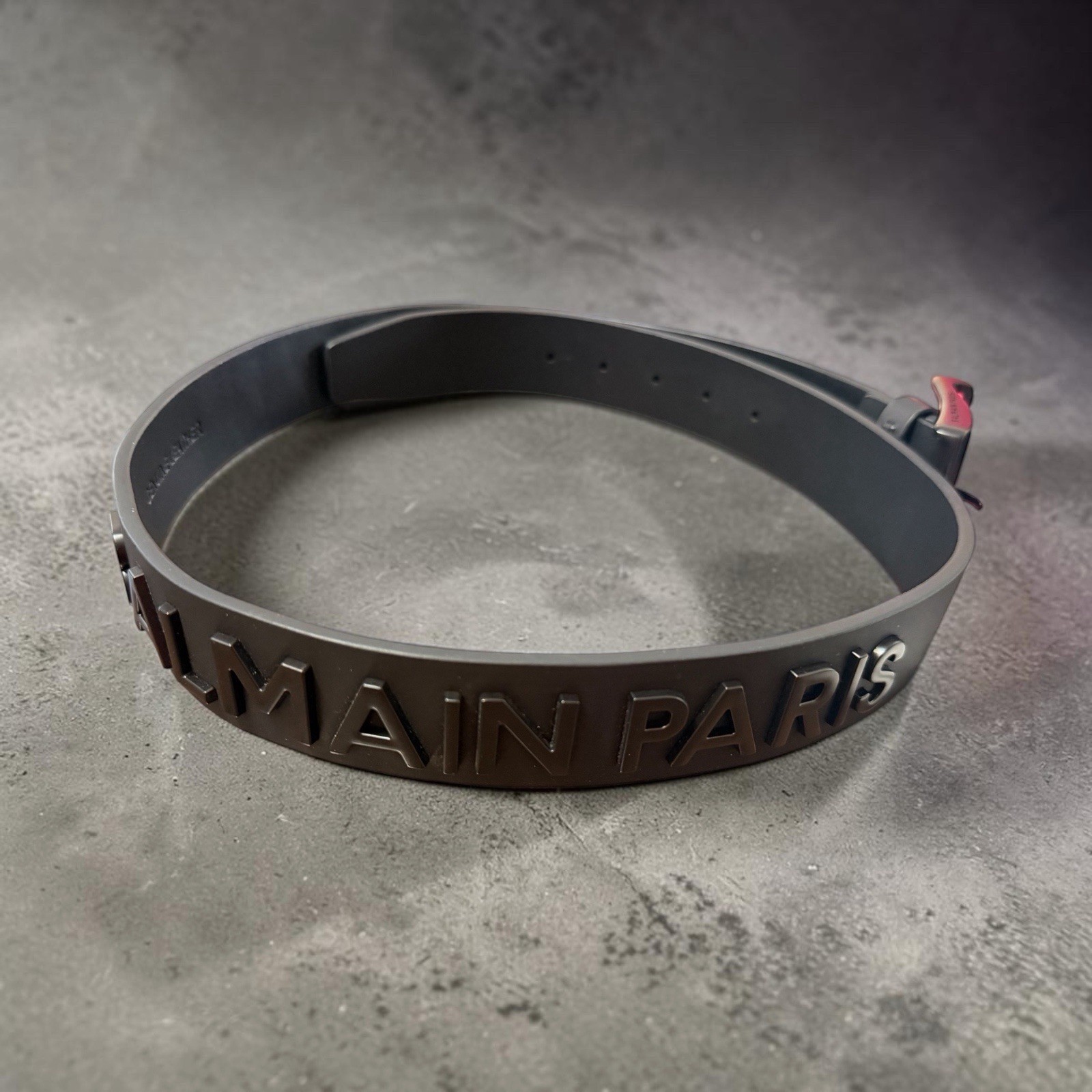 Balmain Paris Black Logo Belt Size 90/105 Raised Lettering w/ Tags MSRP $600