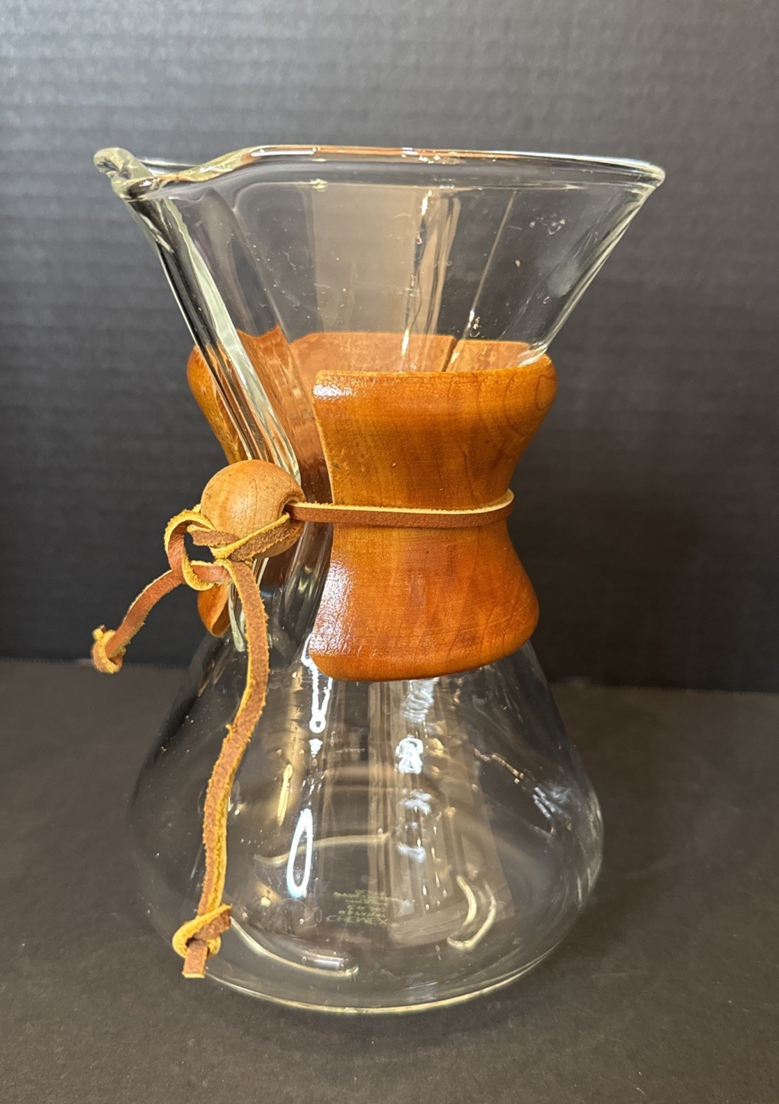 Chemex Vtg MCM Pour Over Coffee Brewer Green Stamp PYREX GLASS 8” Tall 6 Cups Chemex Vtg MCM Pour Over Coffee Brewer Green Stamp PYREX GLASS 8” Tall 6 Cups