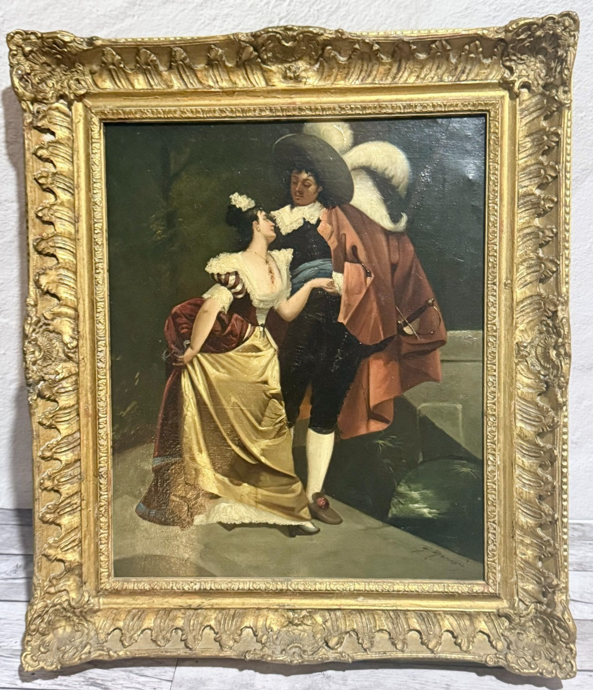 Antique 19th C Italian Madonna Oil Painting After Perugino Grand Tour Gilt Frame