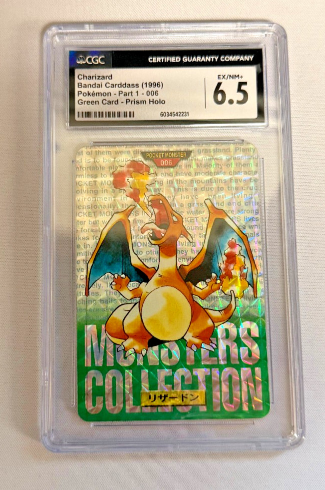 1996 Bandai Carddass Charizard Green Prism Holo #6 CGC 6.5 LOW POPULATION