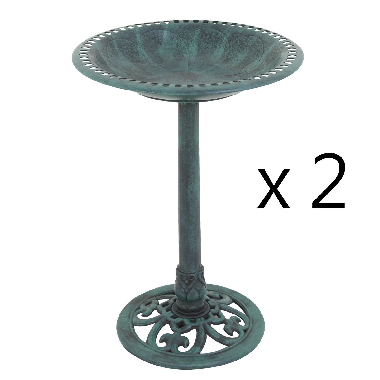 2PCS Antique Green Pedestal Freestanding Bird Bath Feeder Yard Garden Decor 2PCS Antique Green Pedestal Freestanding Bird Bath Feeder Yard Garden Decor