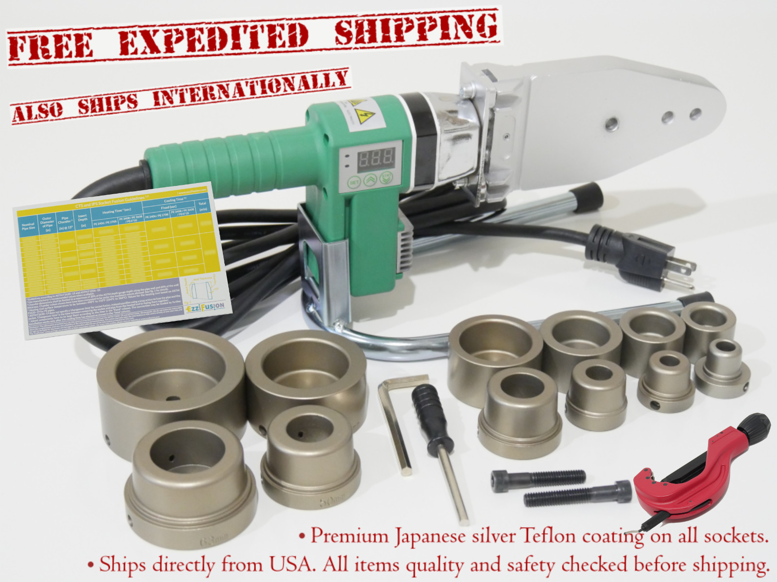 110V - 800W HDPE Pipe Fusion Welding Tool w/ Case & 1/2