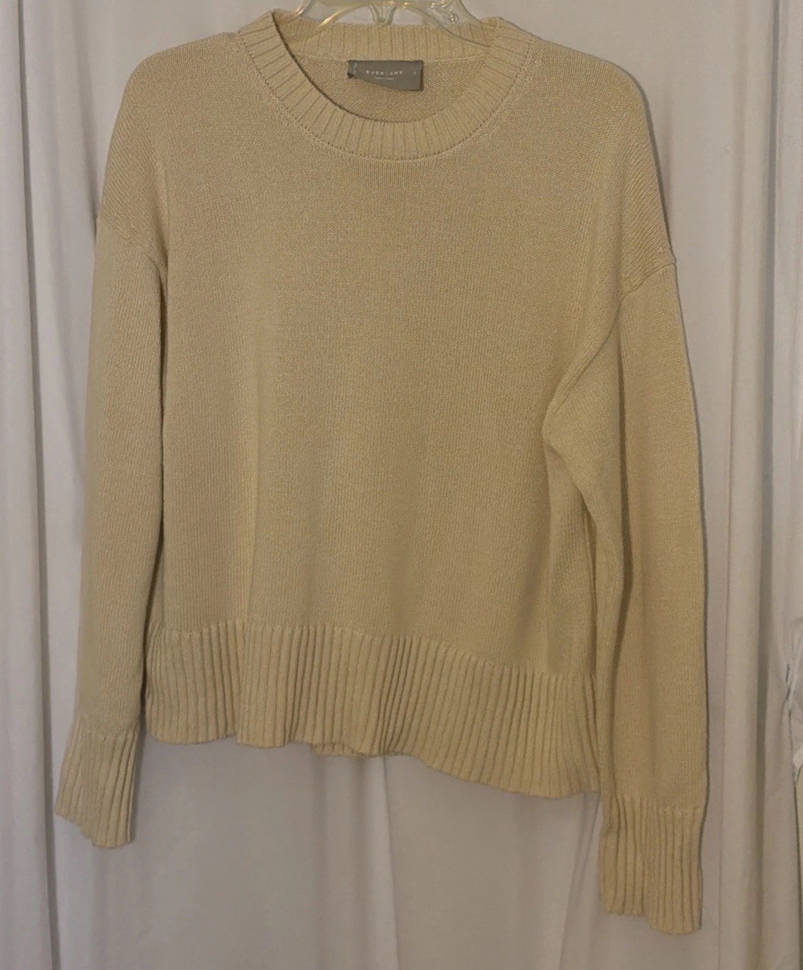Everlane The Boxy Sweater in Everyday Cotton Cream Organic Knit Size S Everlane The Boxy Sweater in Everyday Cotton Cream Organic Knit Size S