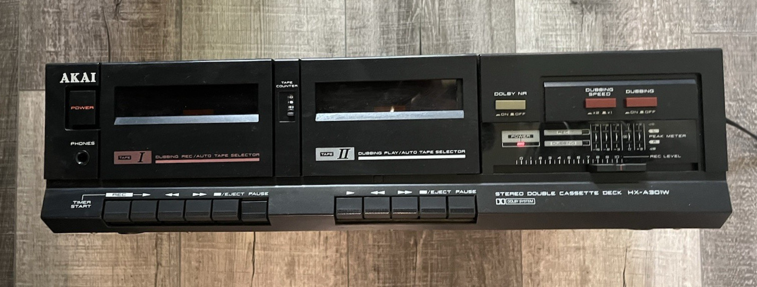 Akai HX-A301W Stereo Double Cassette Deck Japan Made Tested & Working