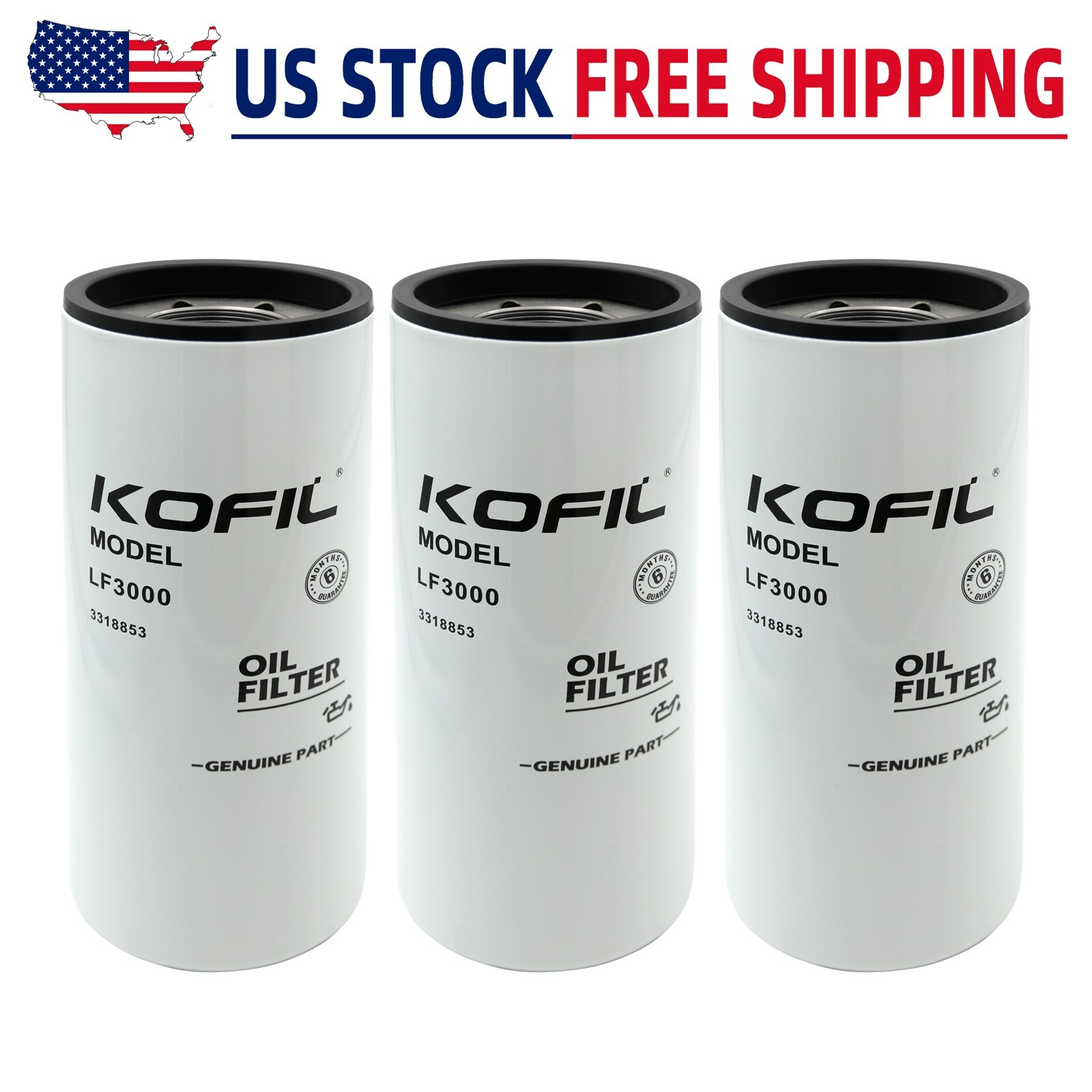3X- For Fleetguard Oil Filter Lube Combination Filter Cummins LF3000 3X- For Fleetguard Oil Filter Lube Combination Filter Cummins LF3000