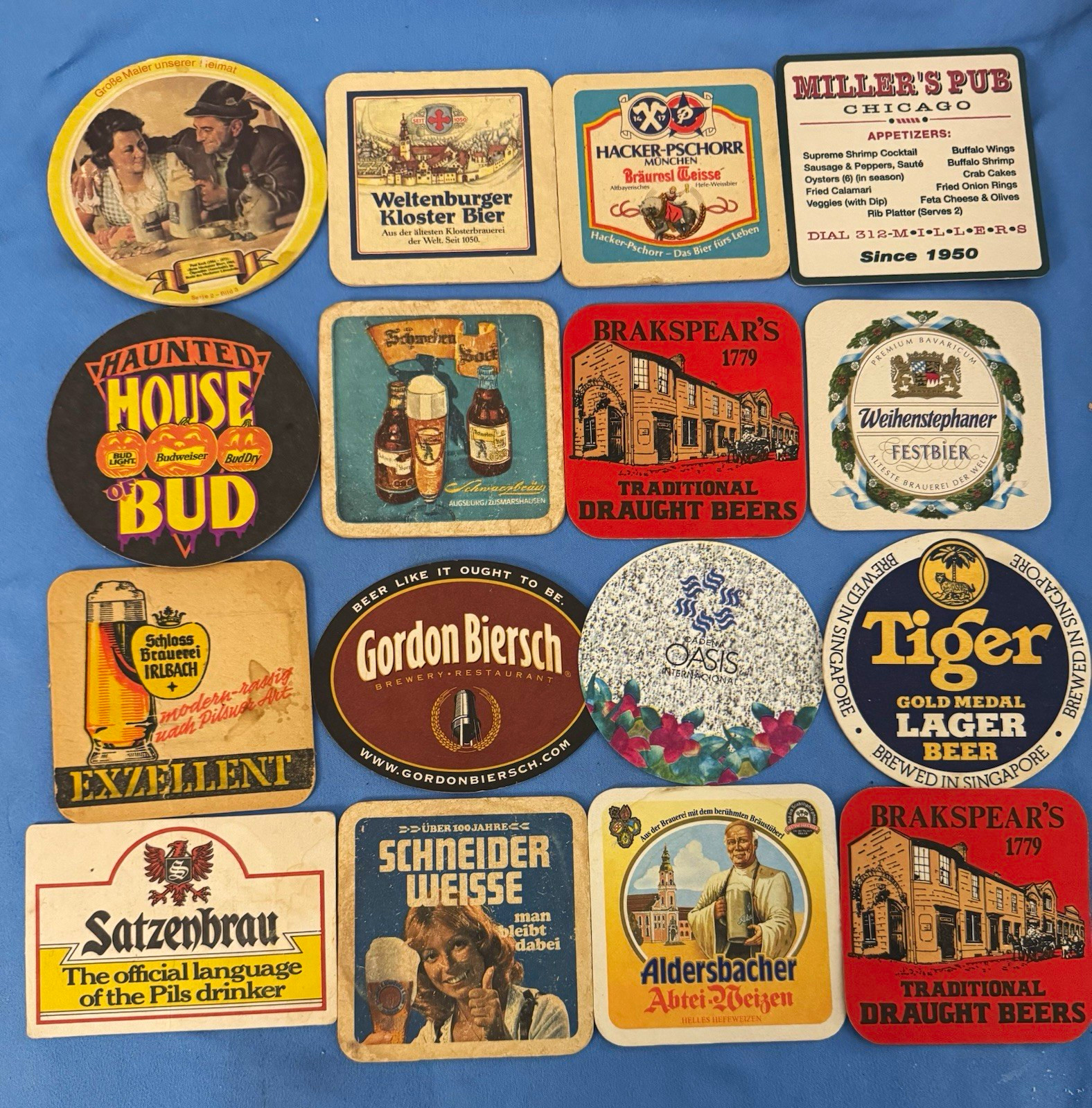 RARE Vintage Mixed Beer Coasters Budweiser Tiger Weihenstephaner Breweriana
