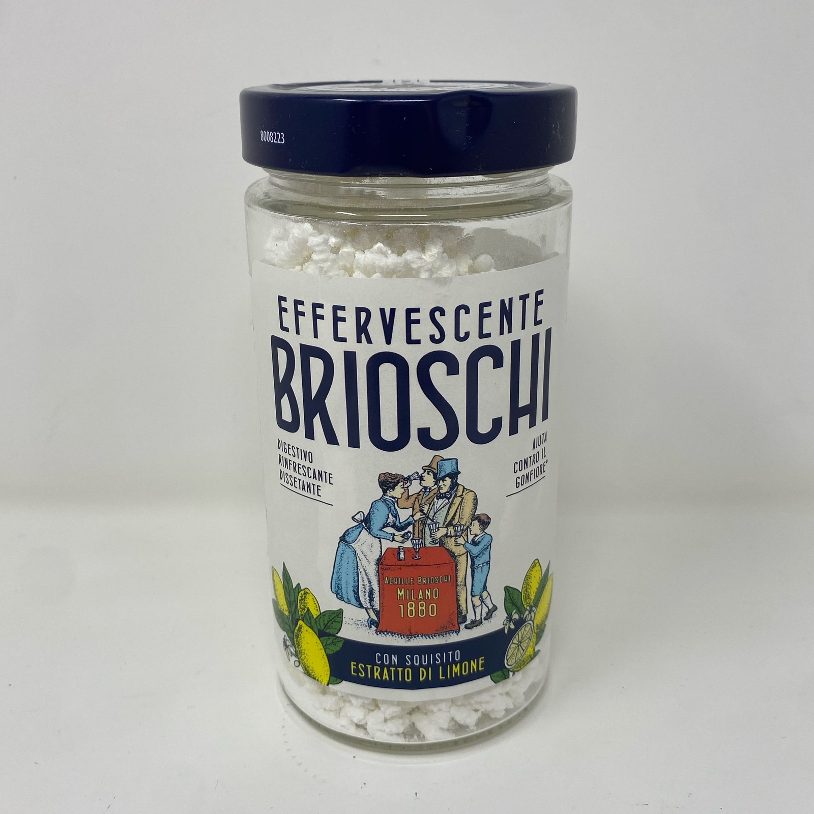 Brioschi Lemon Effervescent Digestive Aid, 8.5 oz Glass Jar (48 Serv.)