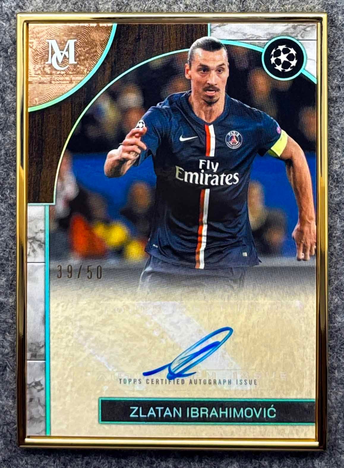 2025-26 Topps Museum UEFA CC Zlatan Ibrahimovic Framed Auto /50 #FA-ZI