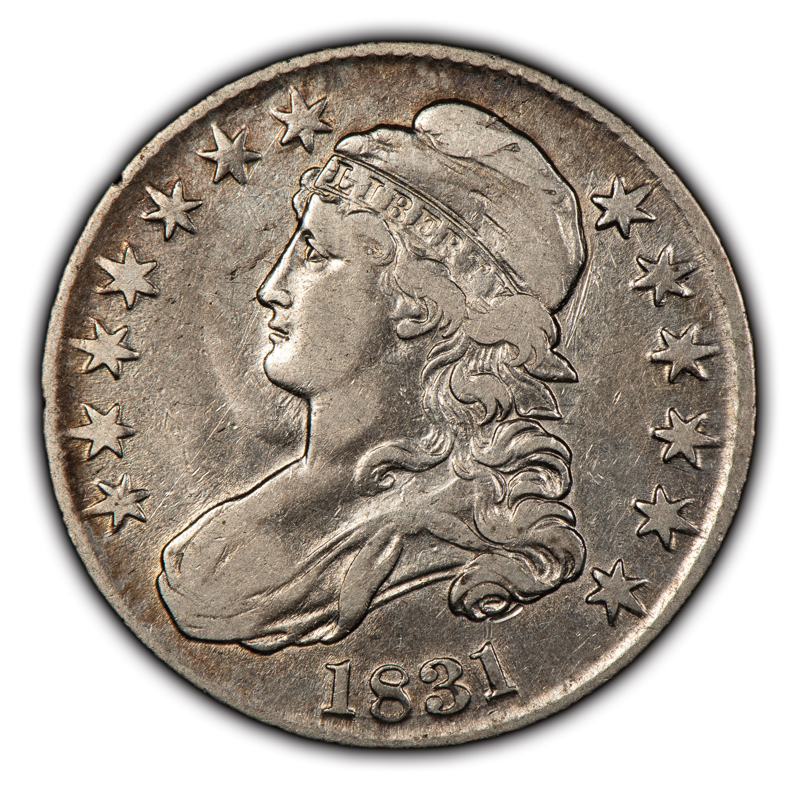 1831 50c Capped Bust Silver Half Dollar - Luster - Flashy XF - SKU-H2616