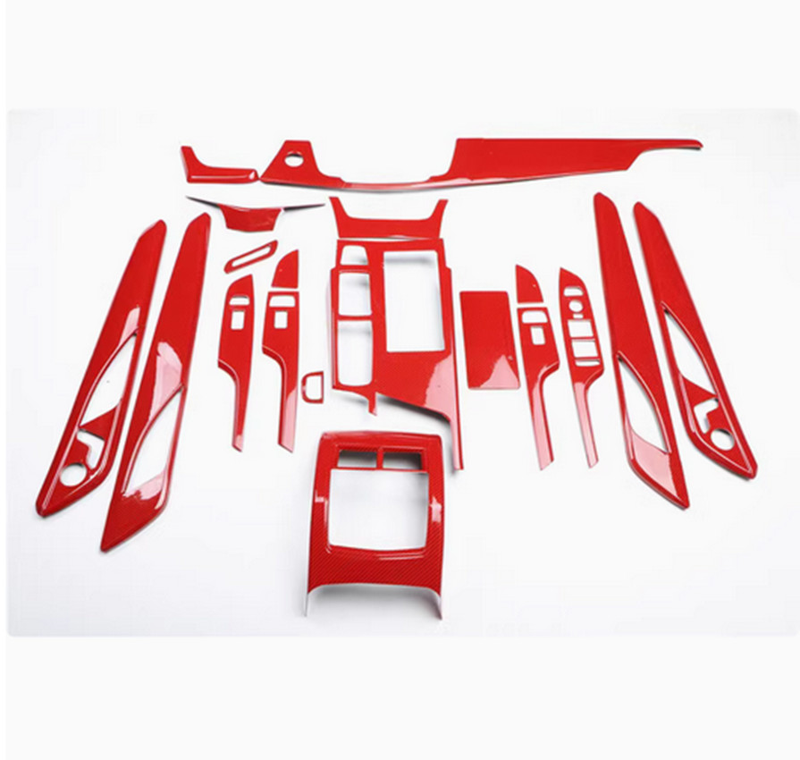 19PCS Red Carbon Fiber Car Interior Kit Cover Trim For Cadillac CT6 2016-2020 19PCS Red Carbon Fiber Car Interior Kit Cover Trim For Cadillac CT6 2016-2020