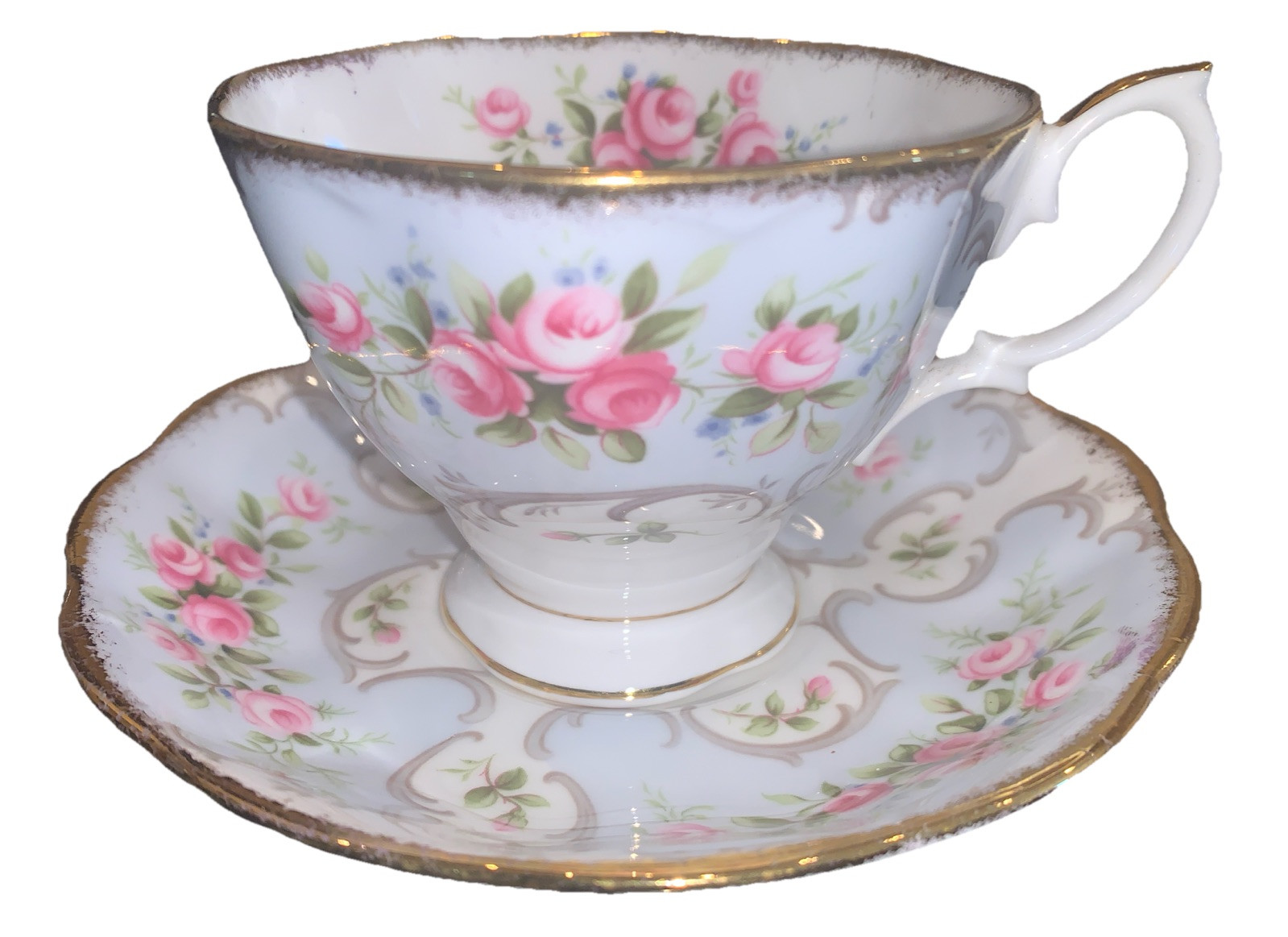 Golden Crown E&R Tea Cup & Saucer Bone China~ROSE-DU-BARRY Golden Crown E&R Tea Cup & Saucer Bone China~ROSE-DU-BARRY