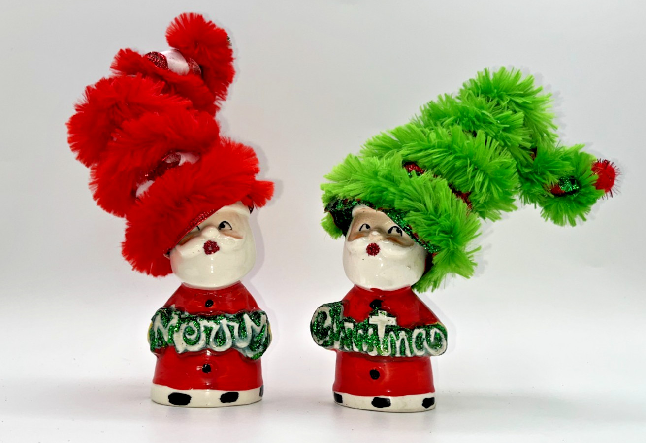VTG Merry Christmas Santa Pair Grinch Inspired OOAK Japan 1950\'s Holiday Edition