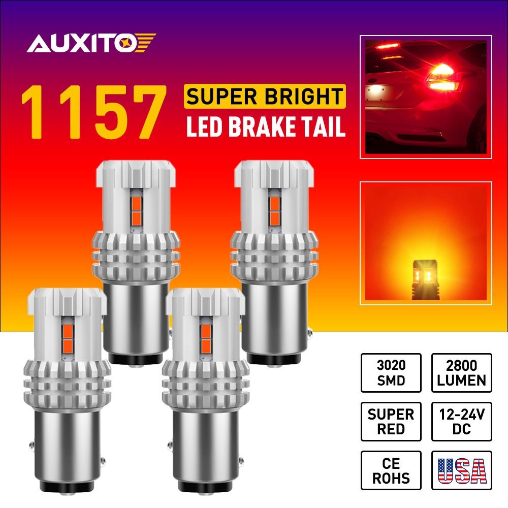 4pc Super Red 1157 Brake SMD LED Tail Stop Light BAY15D Lamp Bulbs 7528 2357 HUS