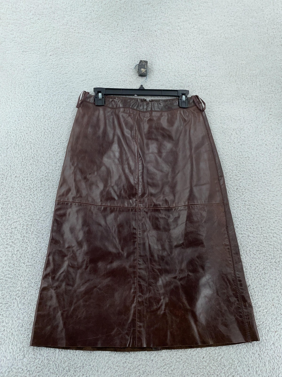 Vtg Gap Leather A Line Skirt Womens Medium Brown Western High Waist Back Zip Y2K
