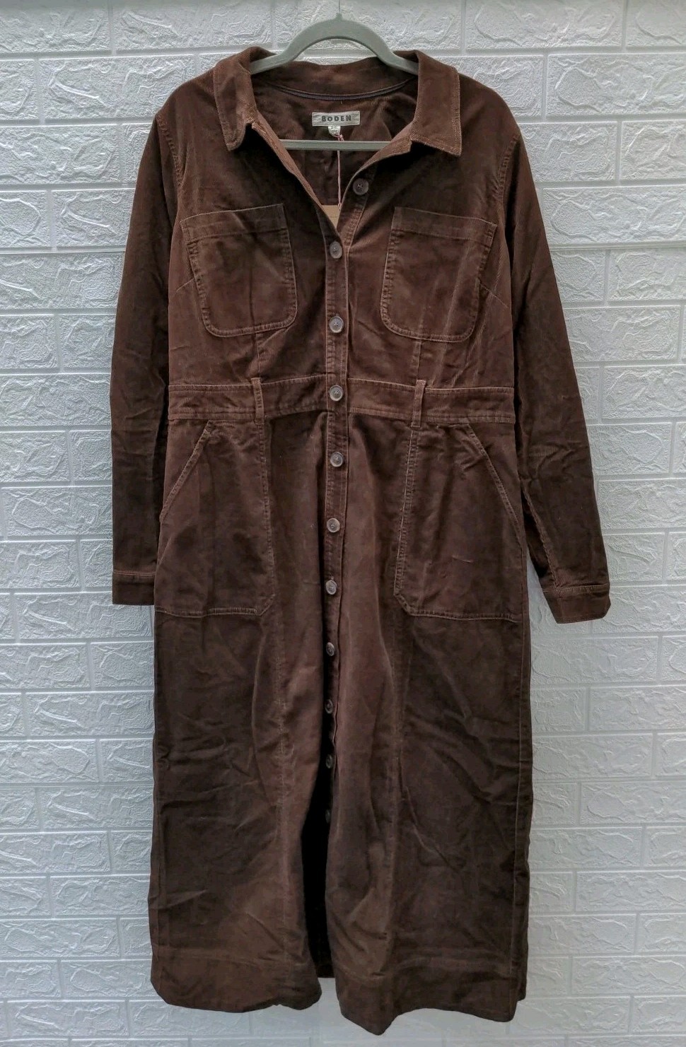 New Boden Amanda Cord Midi Dress Raw Umber Size 14L New Boden Amanda Cord Midi Dress Raw Umber Size 14L