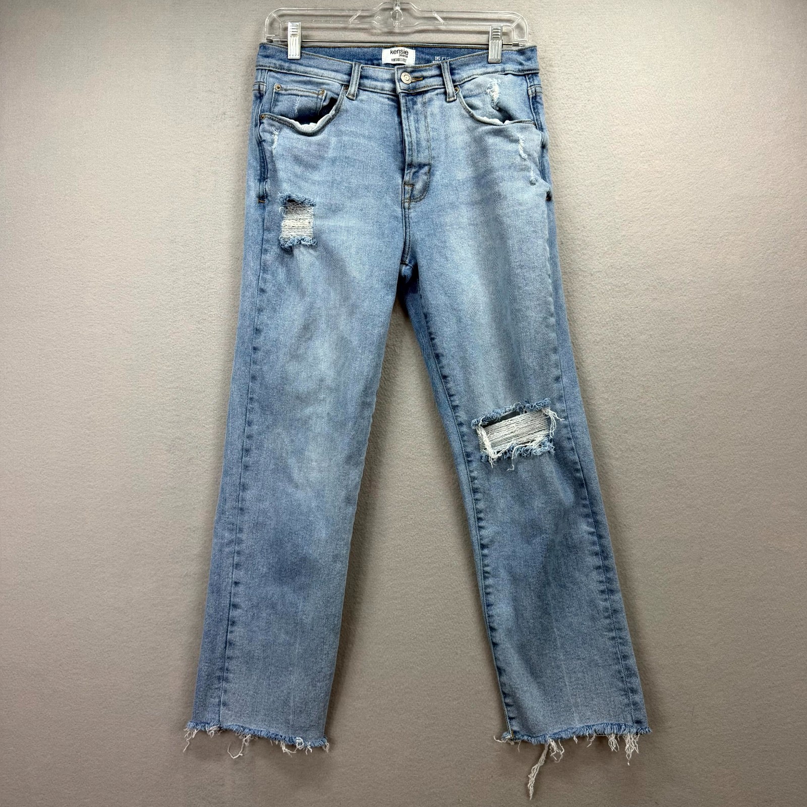 Kensie Jeans Women 8/29 Blue Pants Distress Vintage Luxe The Ella High Rise Slim