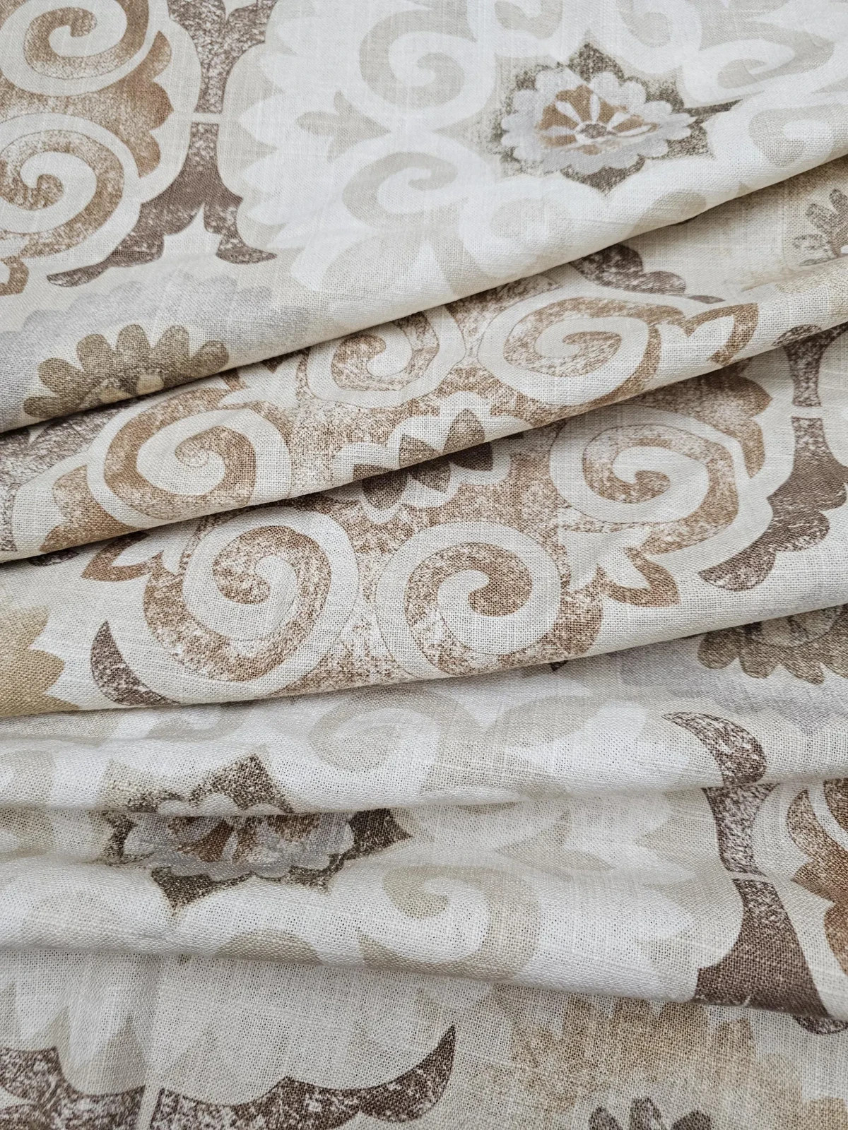 Waverly Captivated Birch Fabric Neutral Linen Rayon Floral Drapery Upholstery