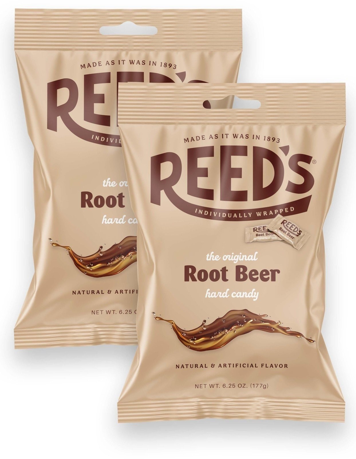Reed’s Root Beer Candy, 6.25oz Bag (Pack of 2) Individually Wrapped Rootbeer... Reed’s Root Beer Candy, 6.25oz Bag (Pack of 2) Individually Wrapped Rootbeer...
