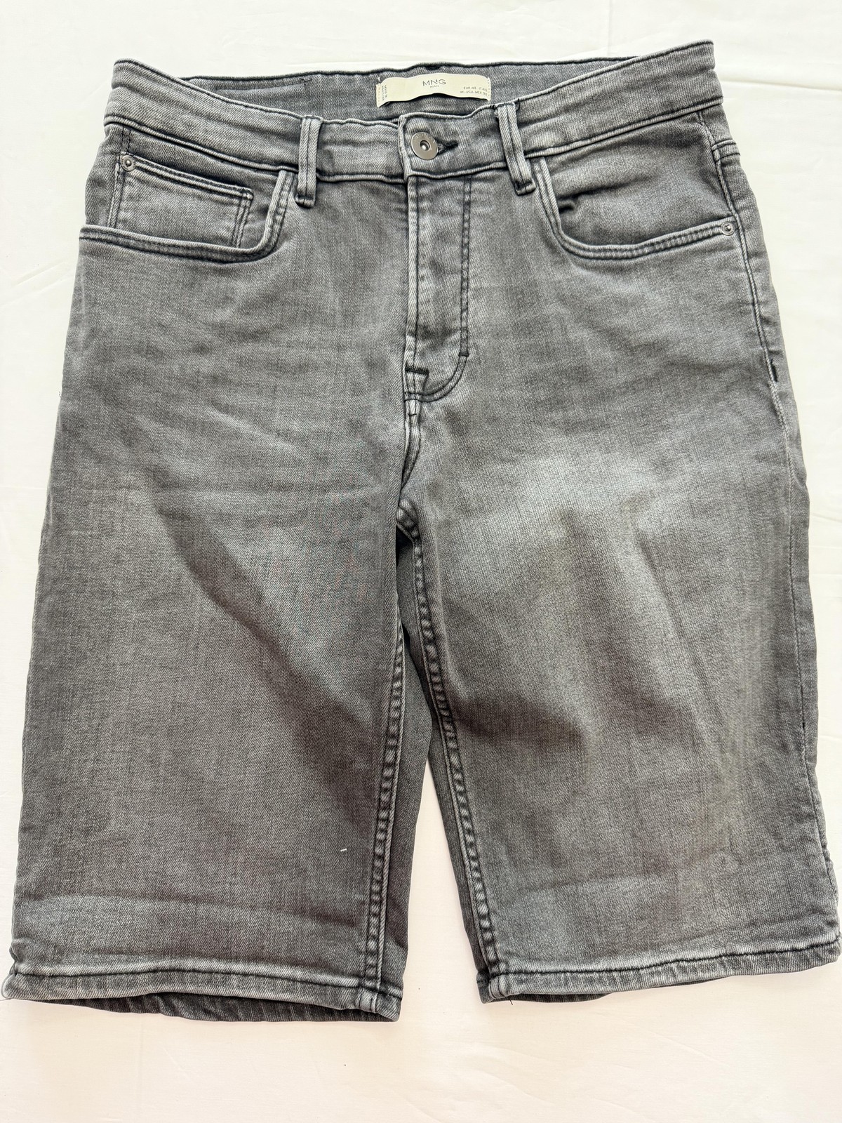 MNG Man Shorts Mens 30 Gray Denim Bermuda 11 Inseam Charcoal Wash Stretch Casual