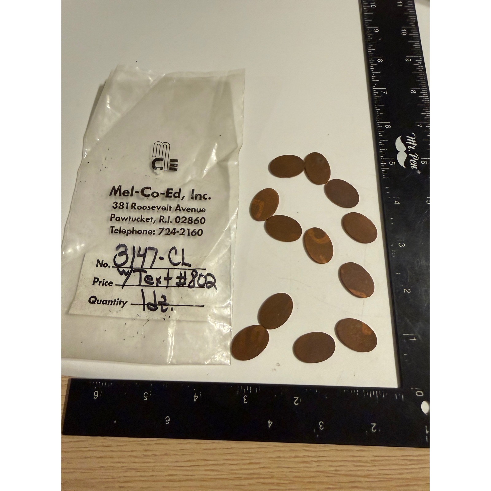 Mel-Co-Ed Copper Oval Jewelry Blanks Textured Stamped Metal 1 Dozen 3147-CL