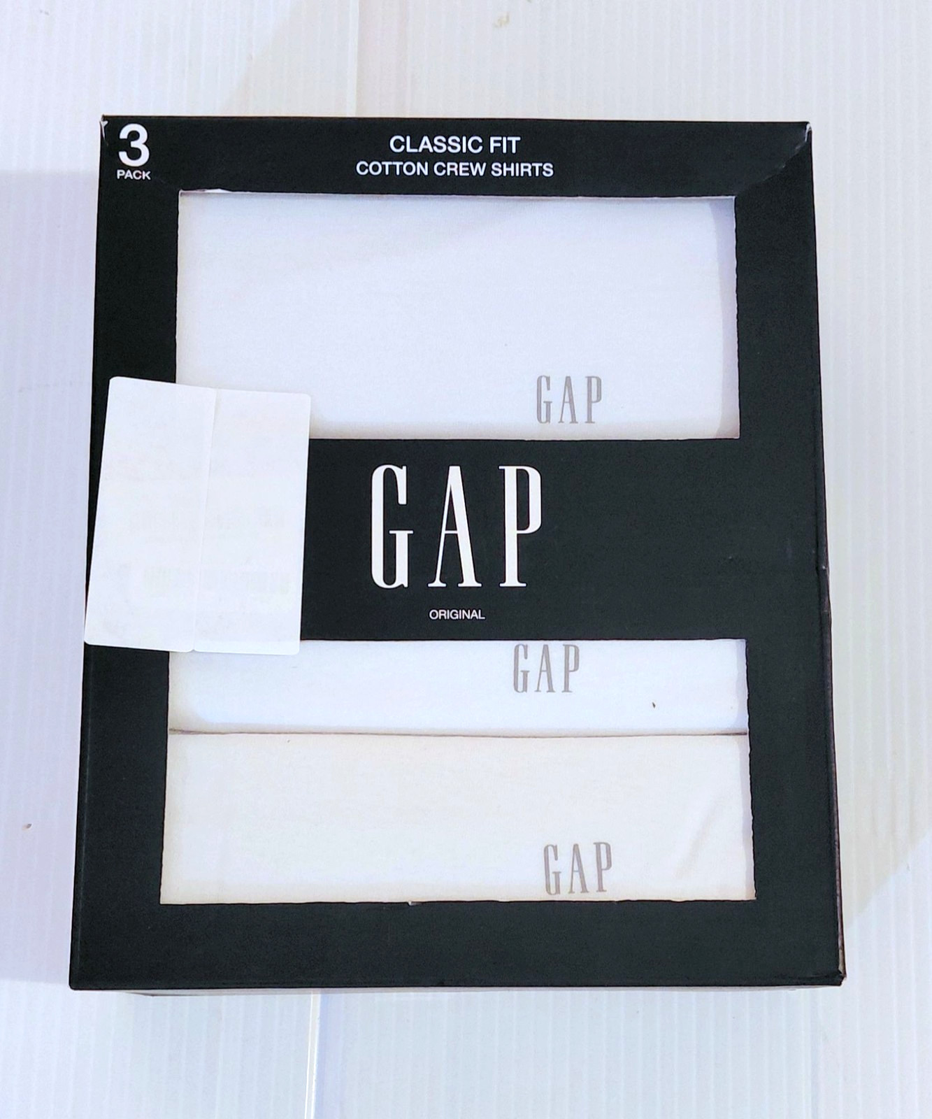 GAP Men’s White Cotton Crew Neck T‑Shirts 3‑Pack Size M 39–41 Basics