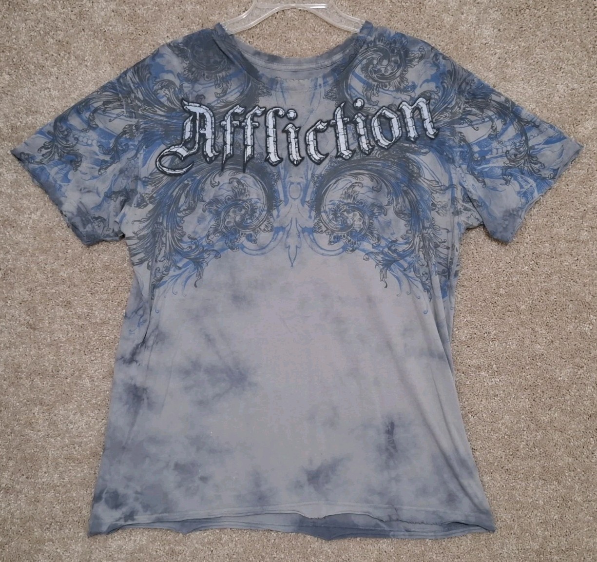 Affliction Los Angeles Graphic Blue Men\'s Large T-Shirt Y2K 
