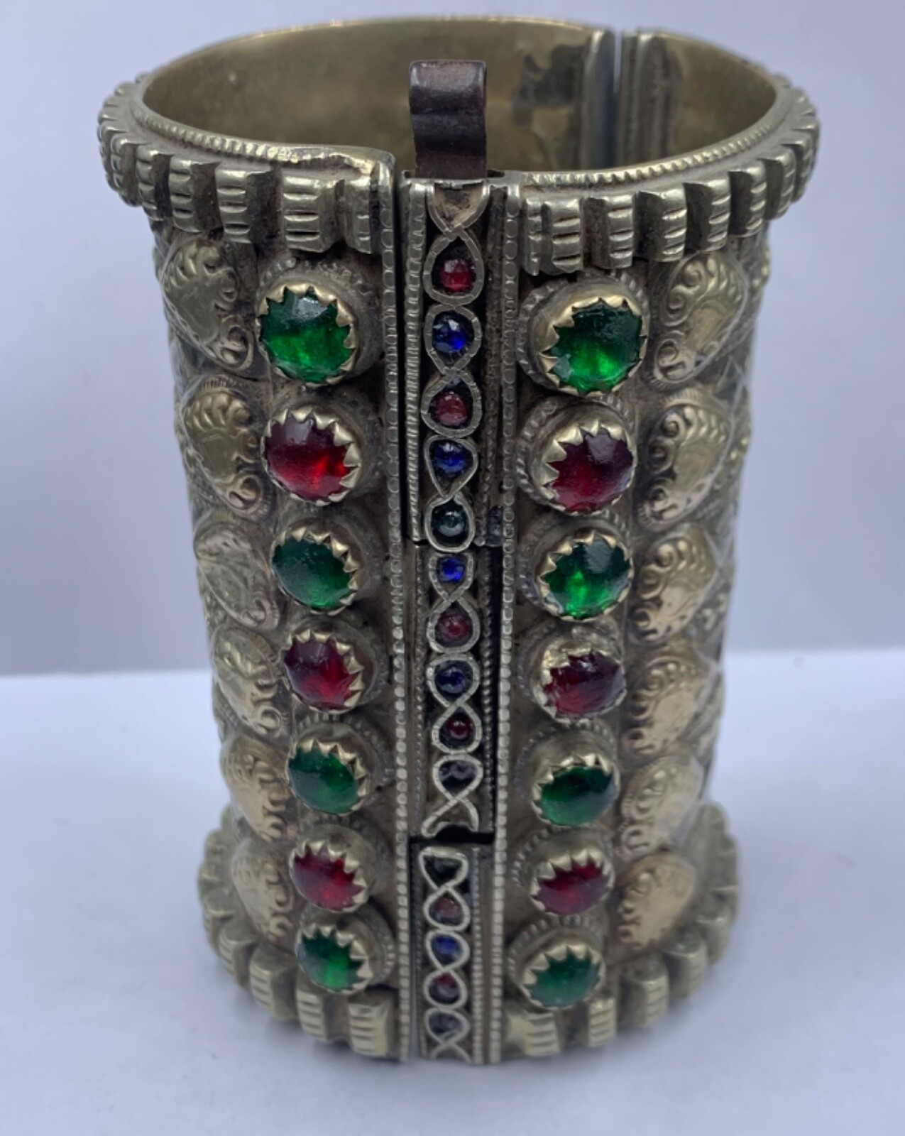 Afghani old tradition Antique brass bracelet with old glass super gorgeous