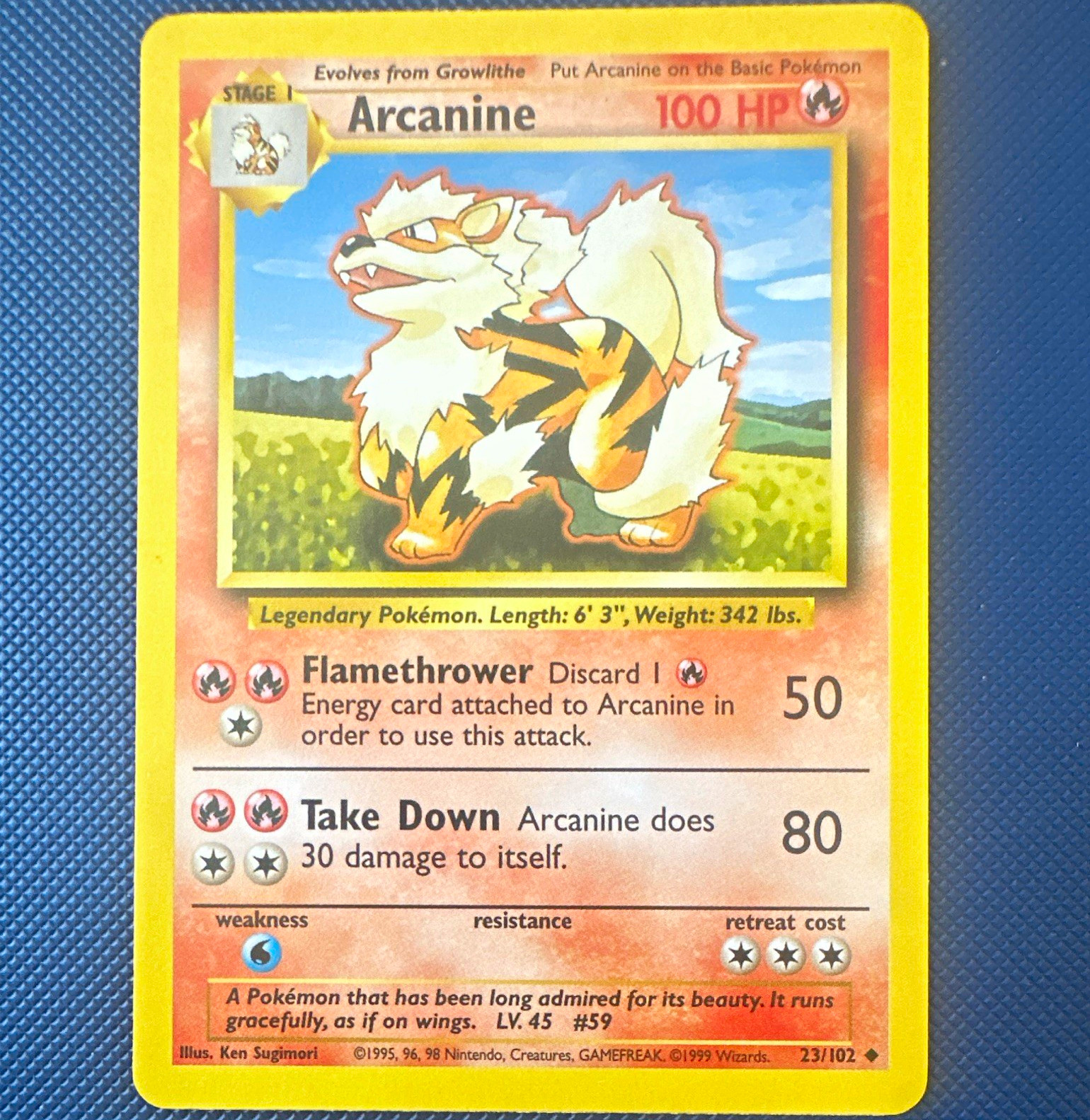 Wizards Pokémon TCG Arcanine 23/102 Base Set Regular Uncommon Unlimited 1999