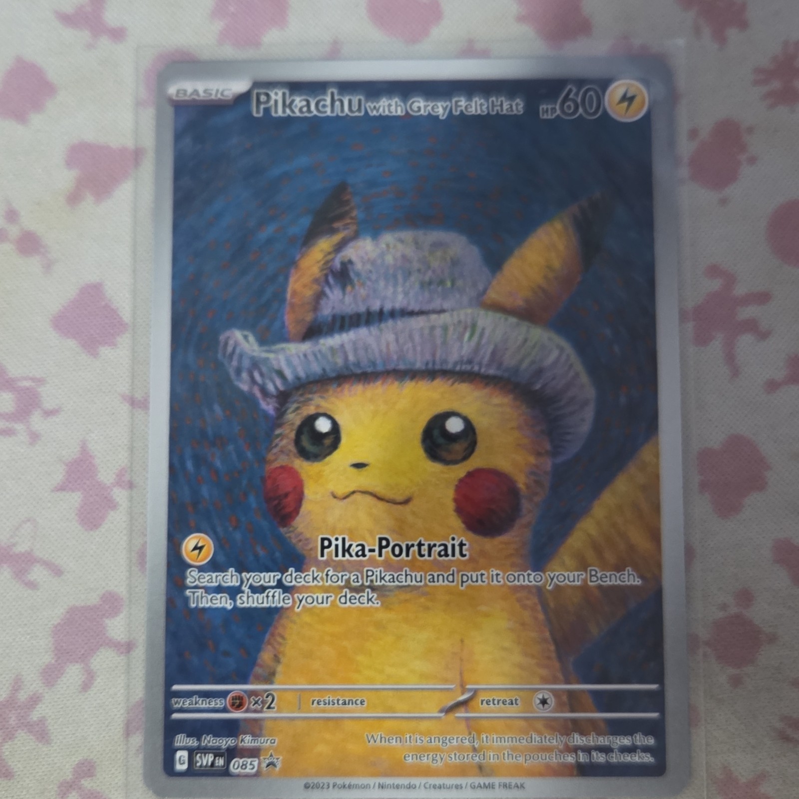 Pokemon TCG Pikachu Grey Felt Hat SVP 085 Promo Full Art Holo 2023 (unseald)