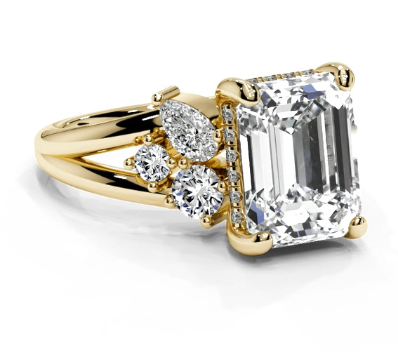 IGI 2.81 CT E VVS2 Emerald Cut Lab Grown Diamond Engagement Ring 14K Yellow Gold