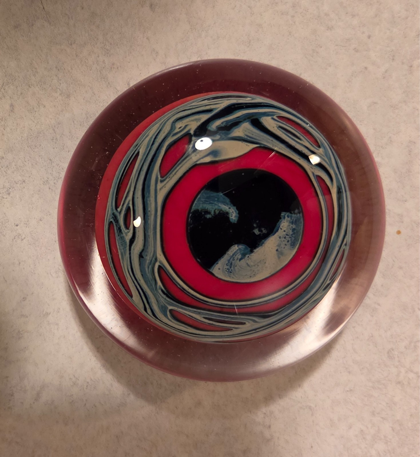 Vintage 1978 Chris Heilman Signed Vibrant Abstract Cased Art Glass Paperweight Vintage 1978 Chris Heilman Signed Vibrant Abstract Cased Art Glass Paperweight