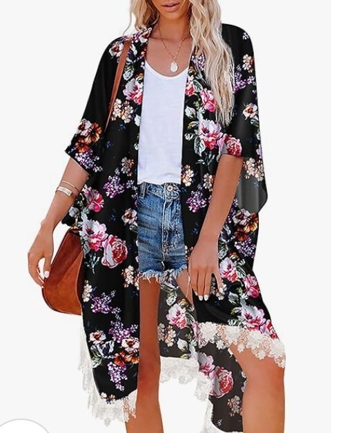Hibluco Women\'s Long Floral Kimono Printed Cardigan Sheer Plus Size 4x Hibluco Women\'s Long Floral Kimono Printed Cardigan Sheer Plus Size 4x