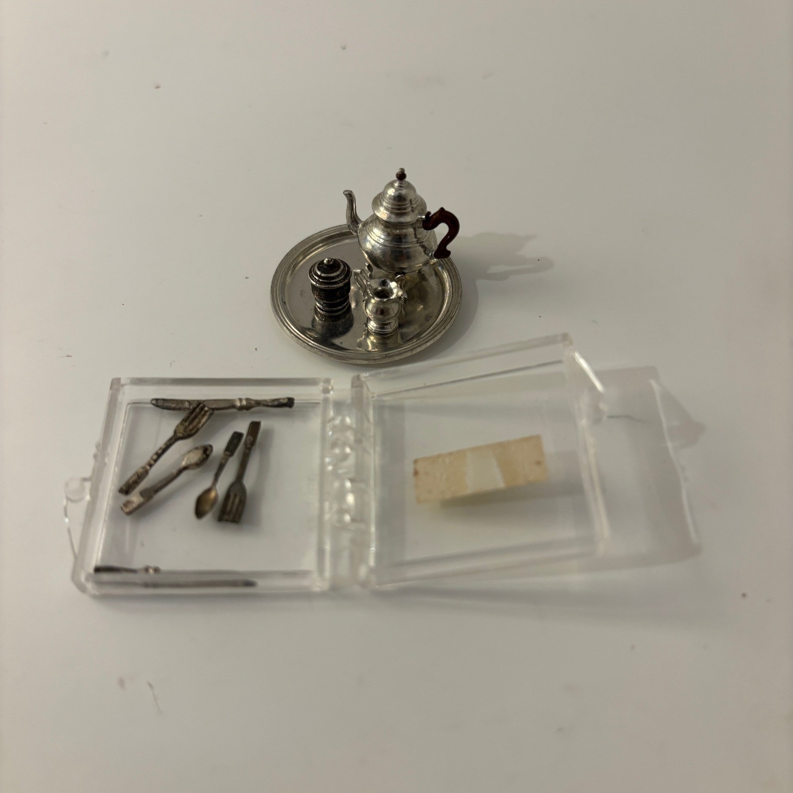 VTG Stieff Pewter Dollhouse Williamsburg Tea Set & Chrysnbon Flatware 1:12 VTG Stieff Pewter Dollhouse Williamsburg Tea Set & Chrysnbon Flatware 1:12