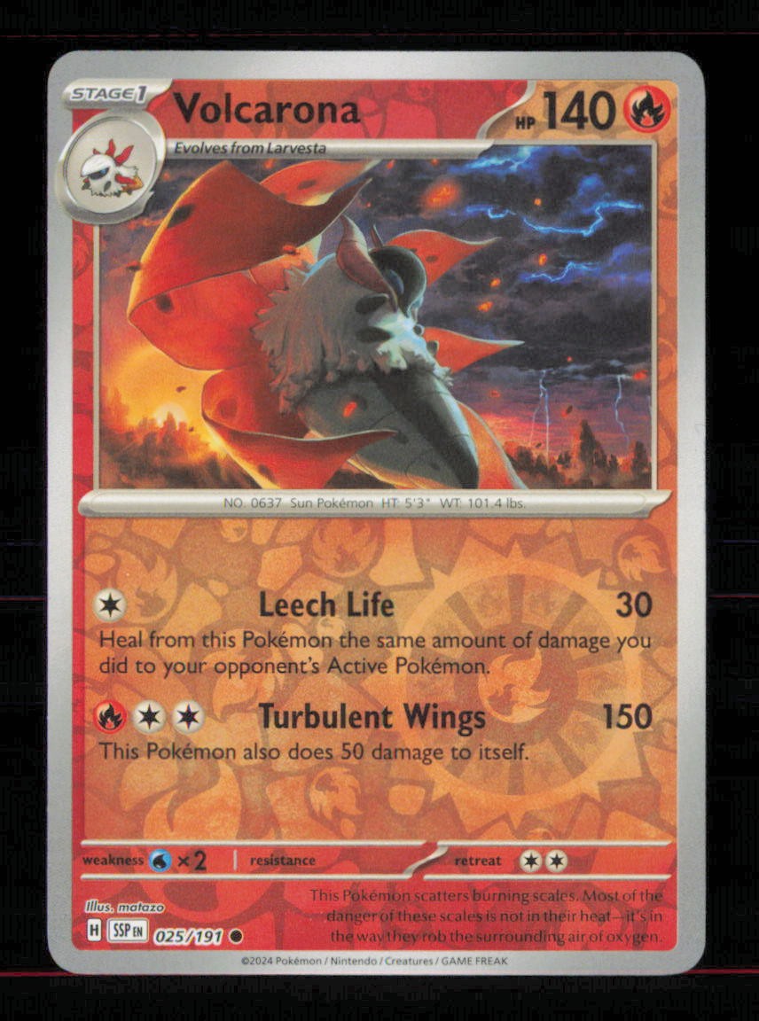 Volcarona 025/191 Common Surging Sparks Pokemon Reverse Holo Near Mint Volcarona 025/191 Common Surging Sparks Pokemon Reverse Holo Near Mint