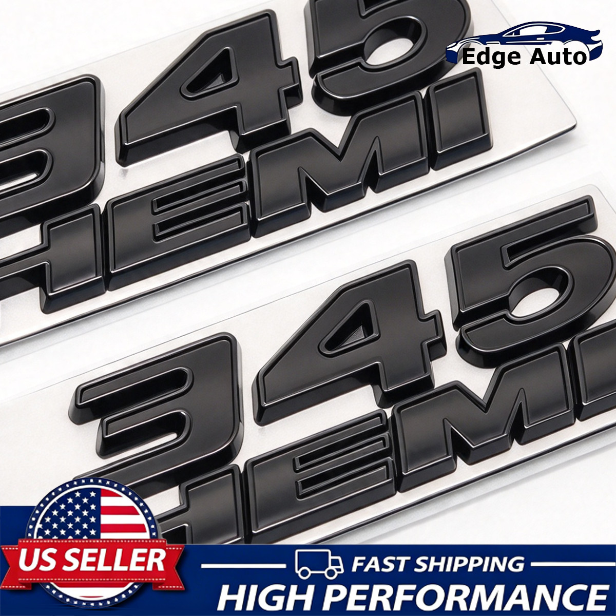 2Pcs Matte Black Fender Badge For Charger Challenger 345 HEMI Letter Emblem