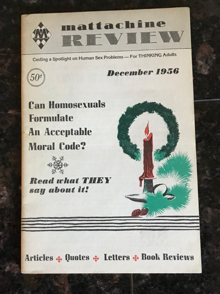MATTACHINE REVIEW Dec. 1956  Vol II  #6  Homophile LGBTQ History- VINTAGE -RARE