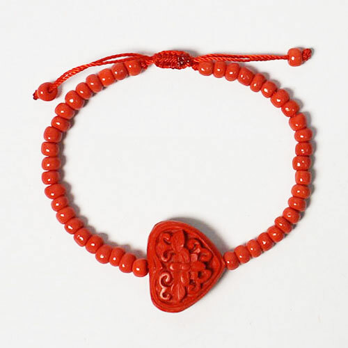 TIGERSTARS DRAMATIC BOLD CINNABAR RED HEART BRACELET