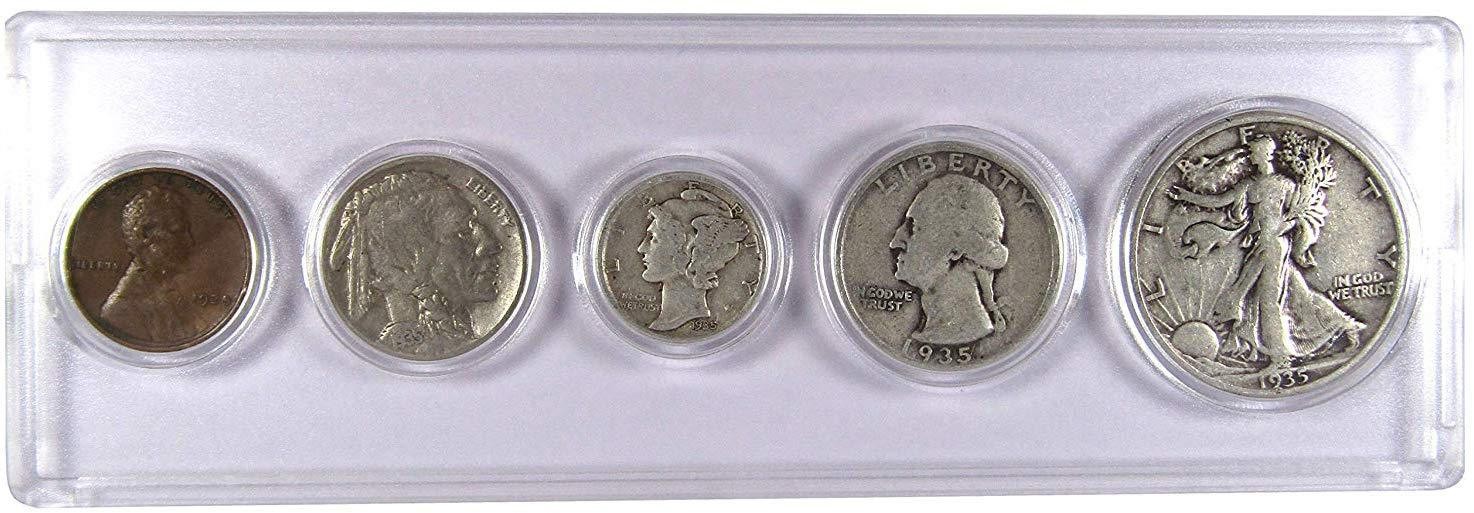 1935 Year Set 5 Coins in Circulated or Better Condition Gift Set