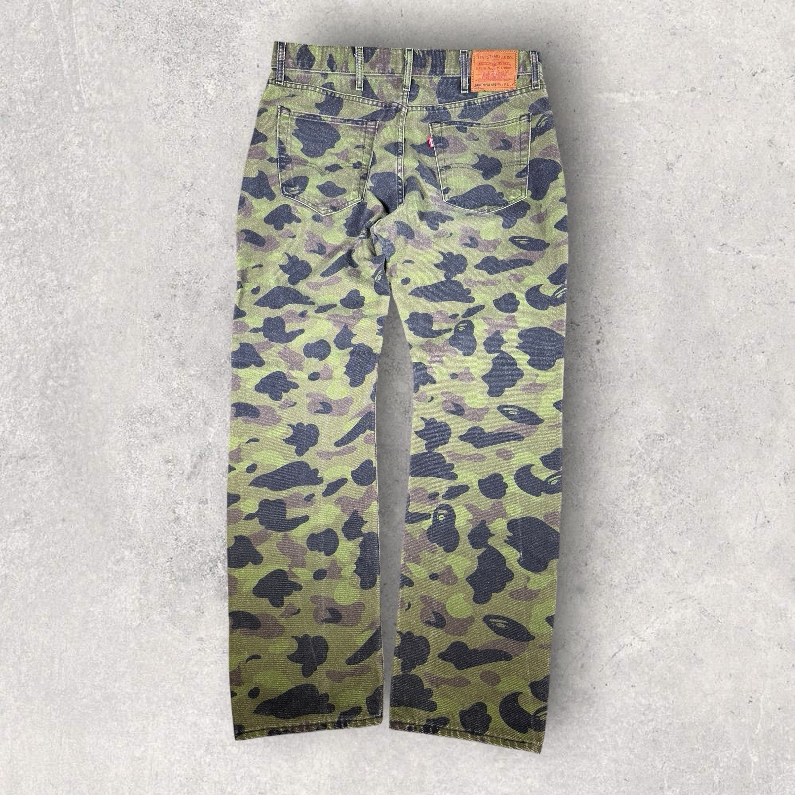 A Bathing Ape Bape X Levi’s Camo 501 93’ Denim Jeans 38x31 All Over Print Rare