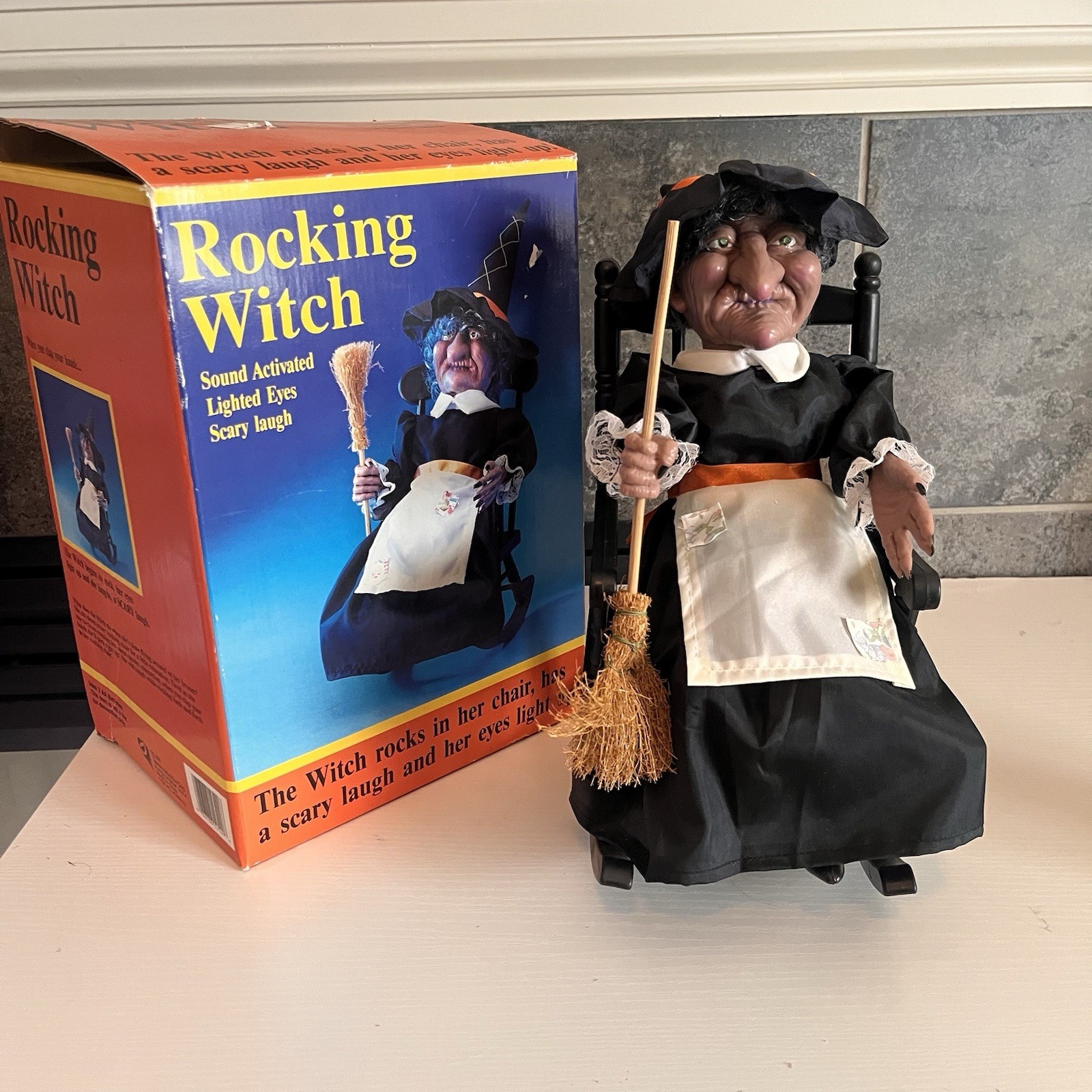 Gemmy Halloween Rocking Witch Animated Cackling Glow Eyes 1991 VTG WORKING Video