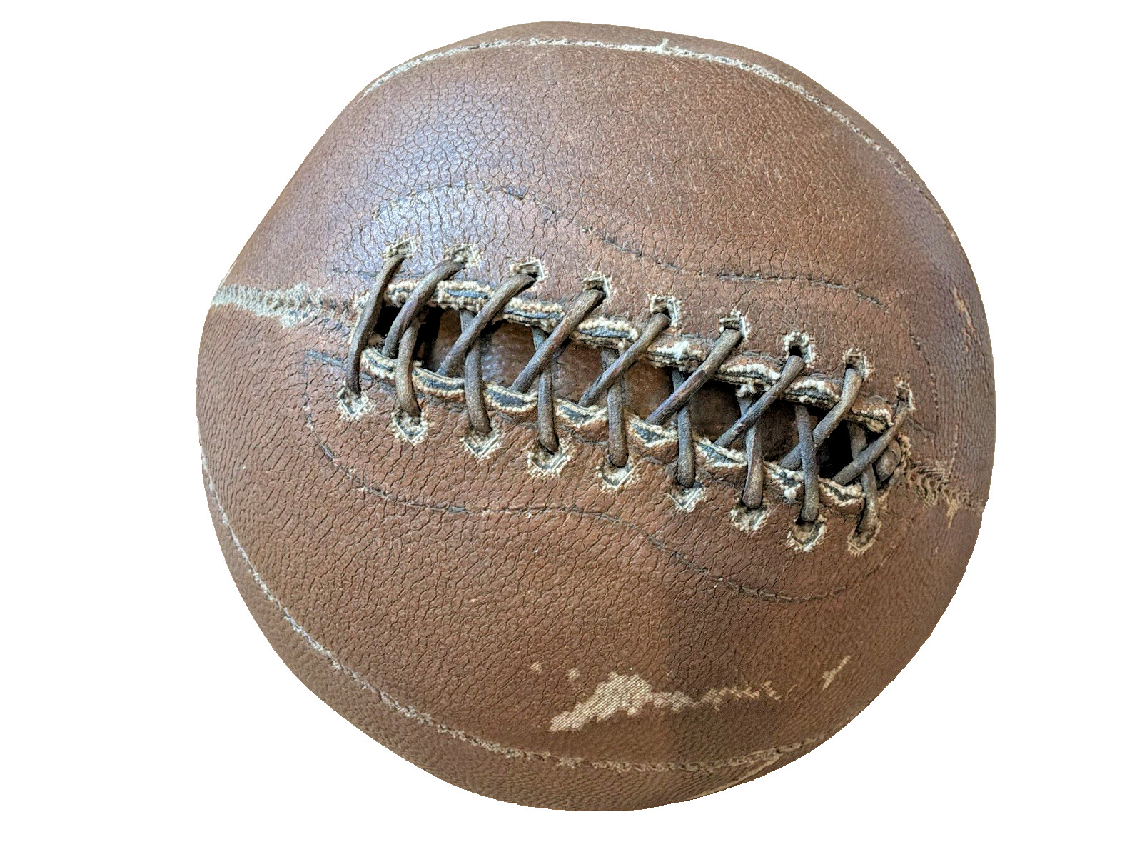 Antique Vintage Genuine Leather Lace Up Basketball 30.5” Diameter Brown Ball