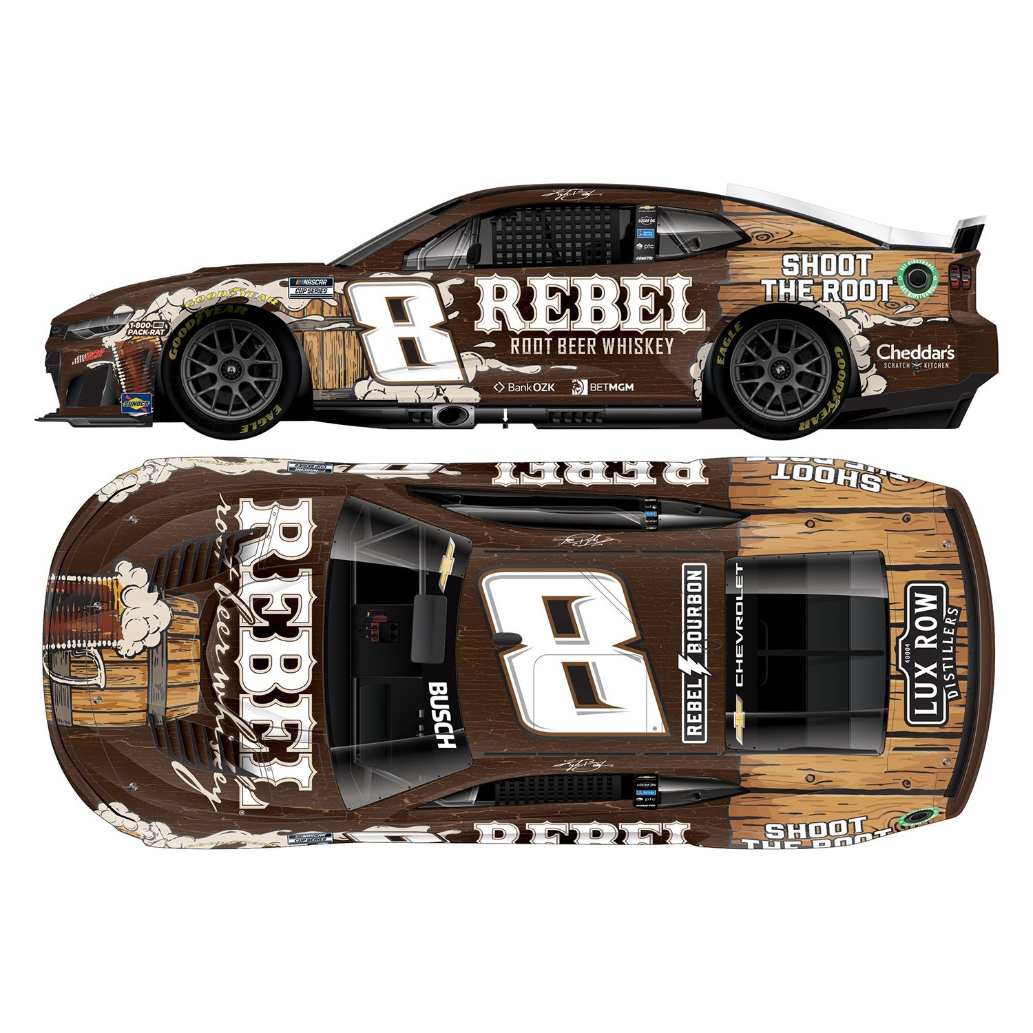 2026 KYLE BUSCH Rebel Root Beer Whiskey ARC 1:24 Diecast Car - 804 Made 2026 KYLE BUSCH Rebel Root Beer Whiskey ARC 1:24 Diecast Car - 804 Made