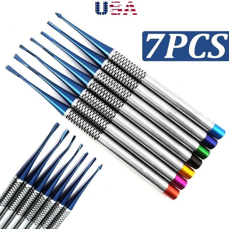 7Pcs Blue Titanium Alloy Dental Luxating Elevator Set for Implant & Extraction