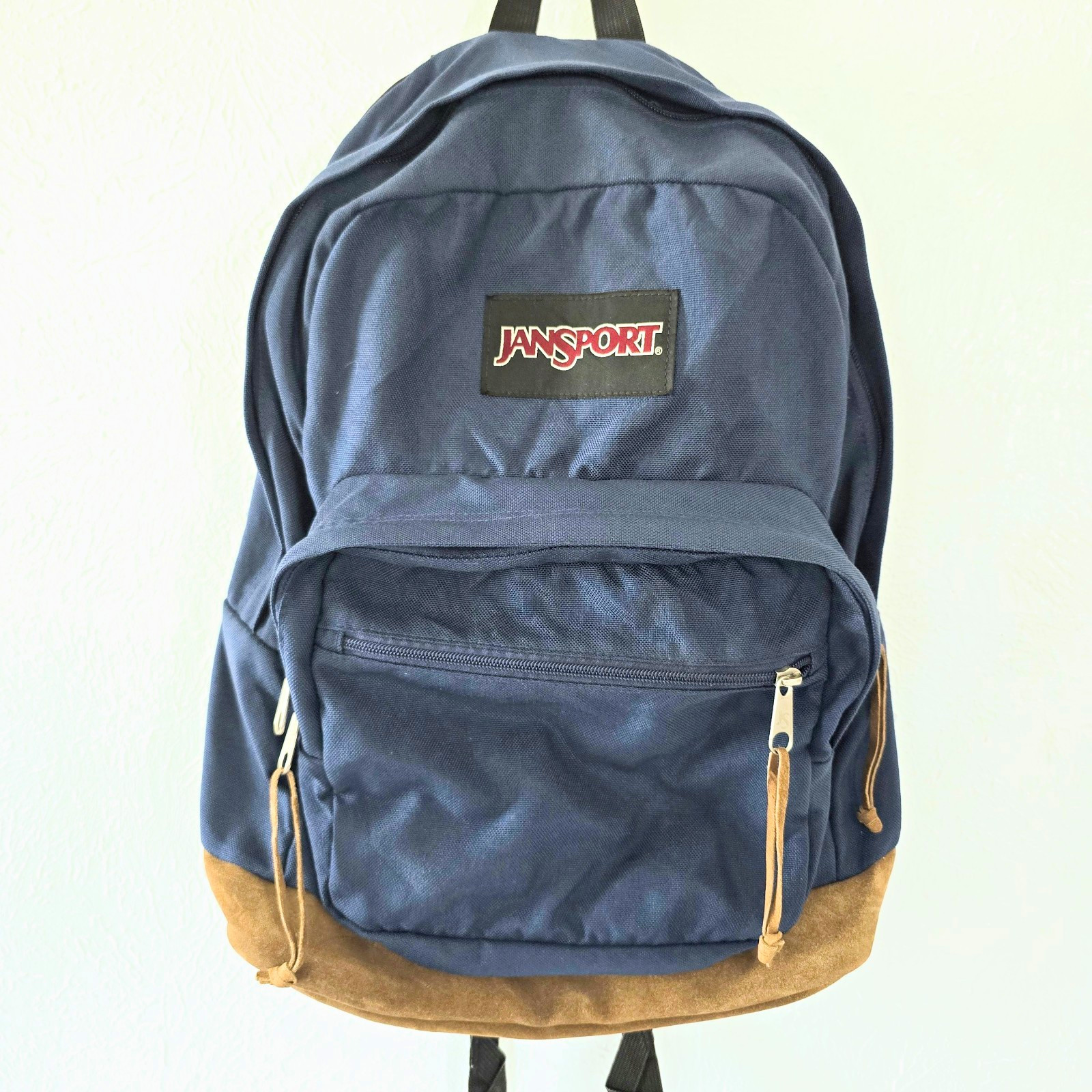 Vintage JanSport T26 Originals Backpack Blue/Brown Leather Bottom Zip 26L