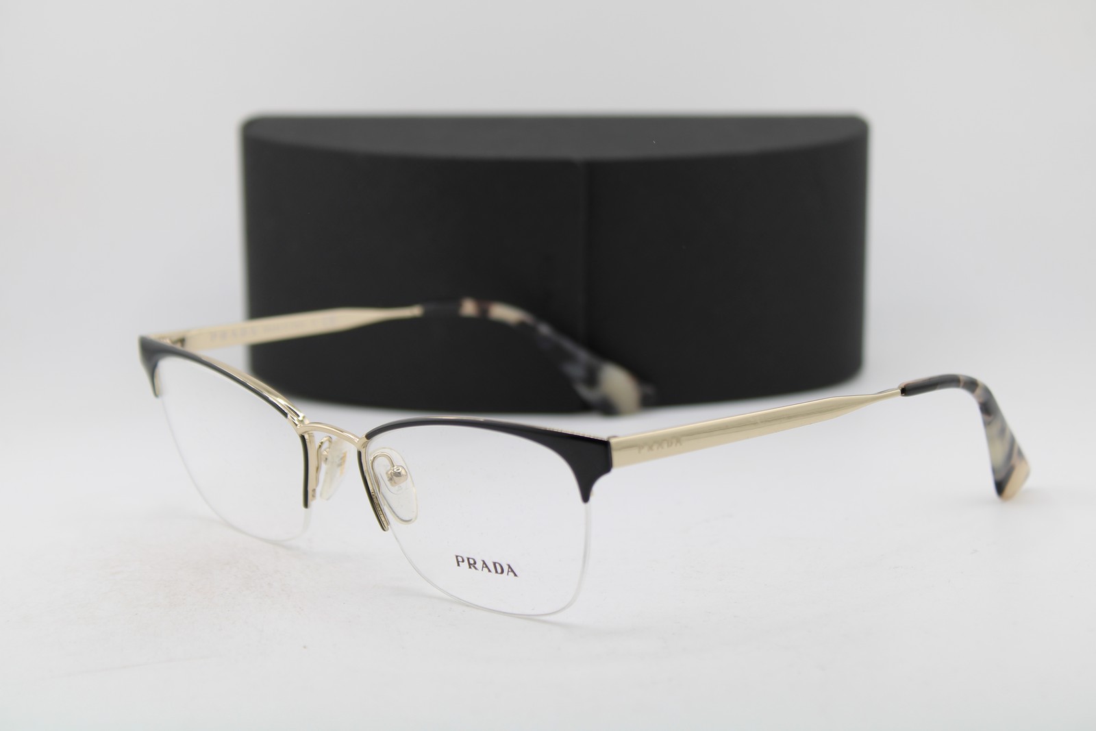 NEW PRADA VPR 65Q QE3-1O1 BLACK GOLD HAVANA AUTHENTIC EYEGLASSES 51-17