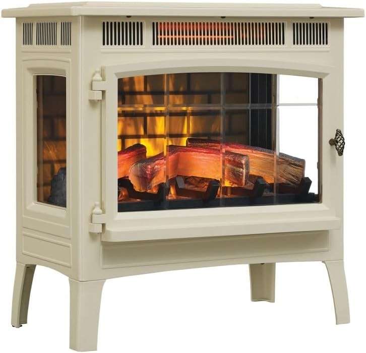 Duraflame Freestanding Electric Fireplace with 3D Flame Effect, Cream