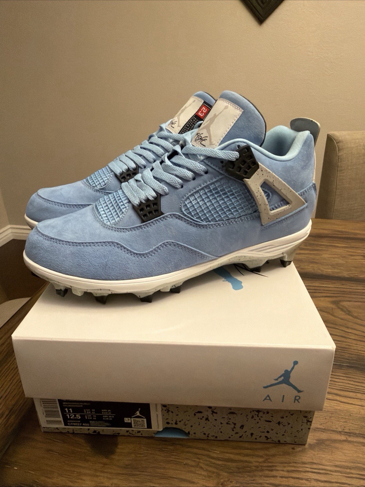 Custom Air Jordan 4 University Blue Football Cleats Mens Size 11 Custom Air Jordan 4 University Blue Football Cleats Mens Size 11